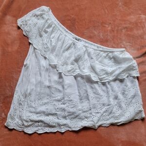 American Eagle Outfitters White Eyelet Off-Shoulder Top